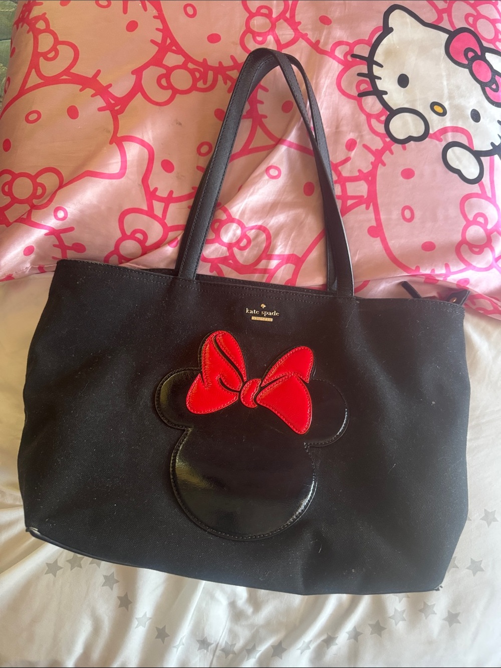 kate spade Black Tote with Red Minnie Bow Accent